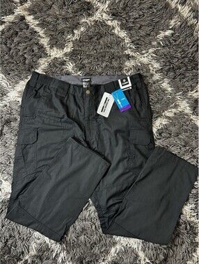 NWT CQR Mens Tactical Cargo Pants Black Ripstop Work Outdoor 40W 34L